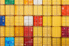 Stacks of multi-colored cargo containers